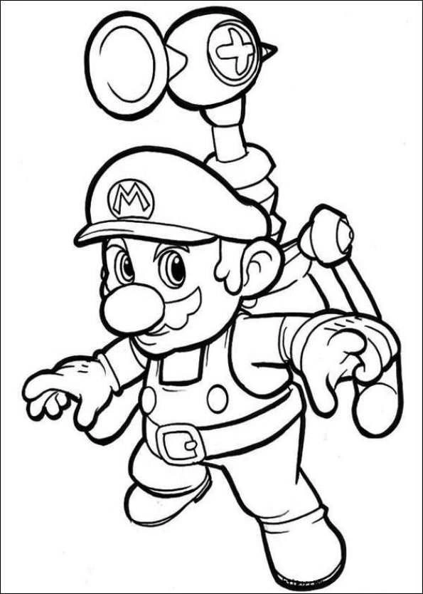 Mario with super gear coloring page